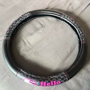 Hello Kitty Black/Pink Bows Steering Wheel Cover